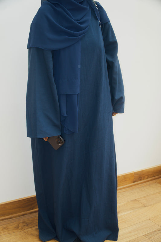 Navy Cotton/Linen Abaya