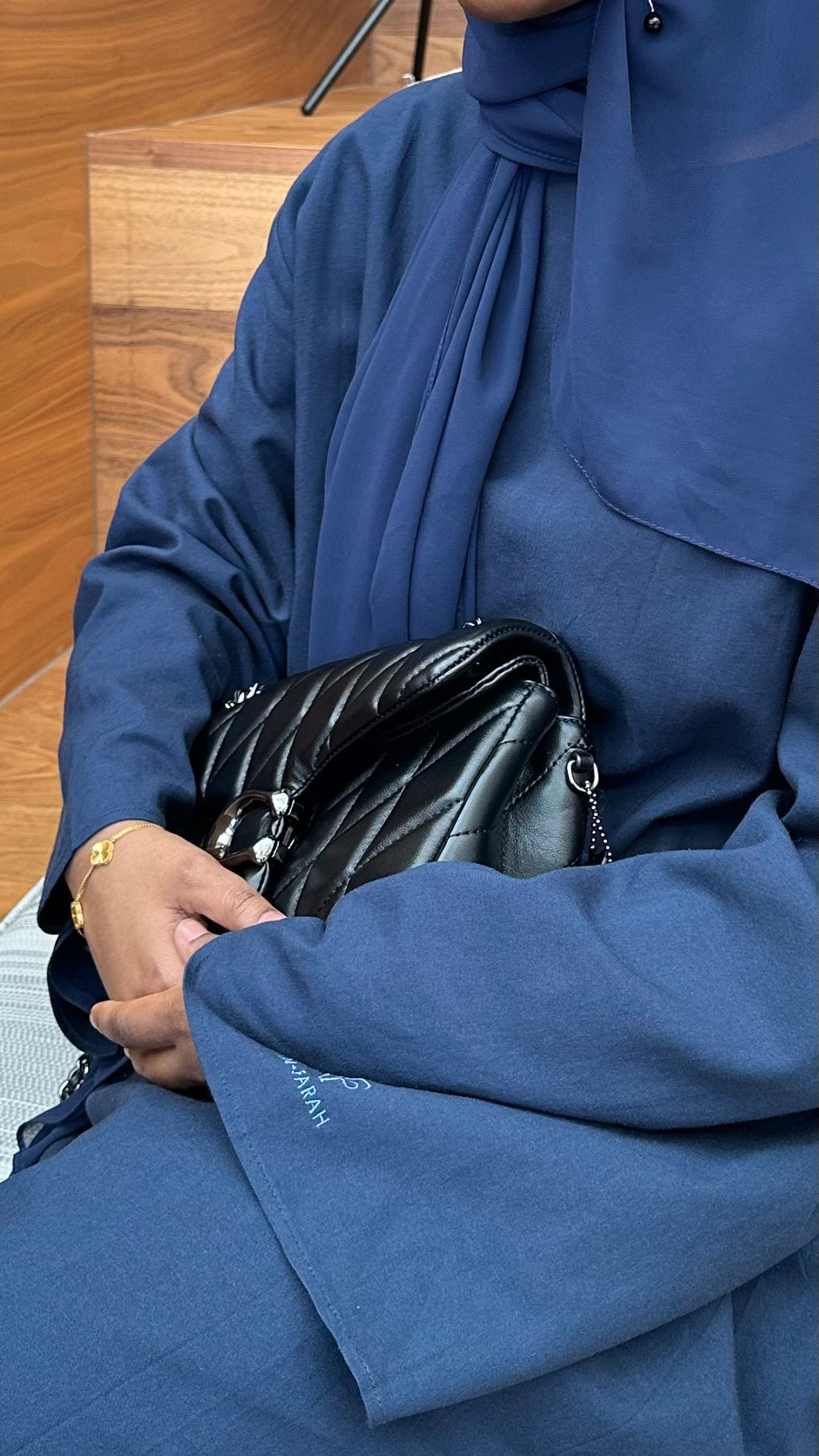 Navy Cotton/Linen Abaya