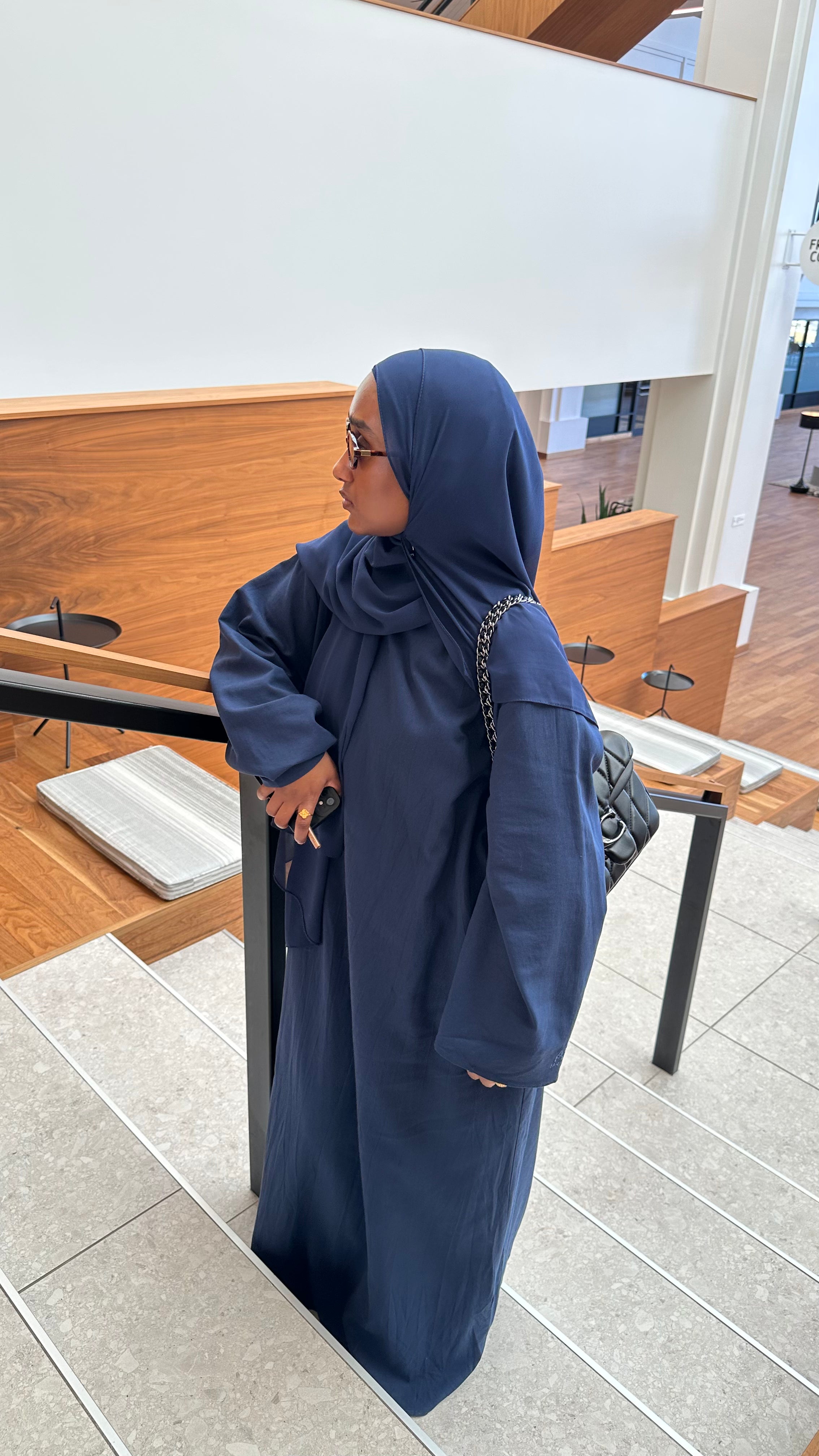 Navy Cotton/Linen Abaya