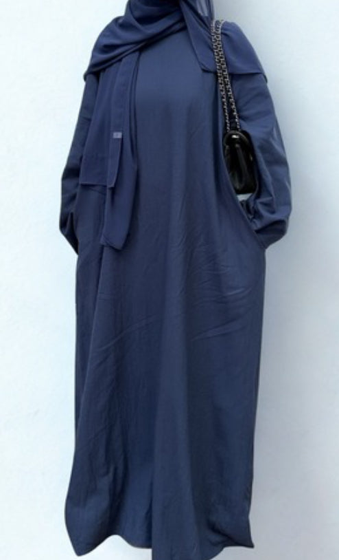 Navy Cotton/Linen Abaya